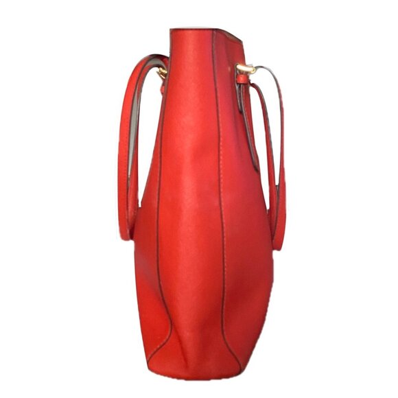 Michael Kors Jet Set Travel Tote Bag Mandarin Orange Leather EUC - Picture 4 of 11